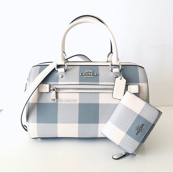 SOLD Coach Satchel Buffalo Plaid Purse Wallet Set